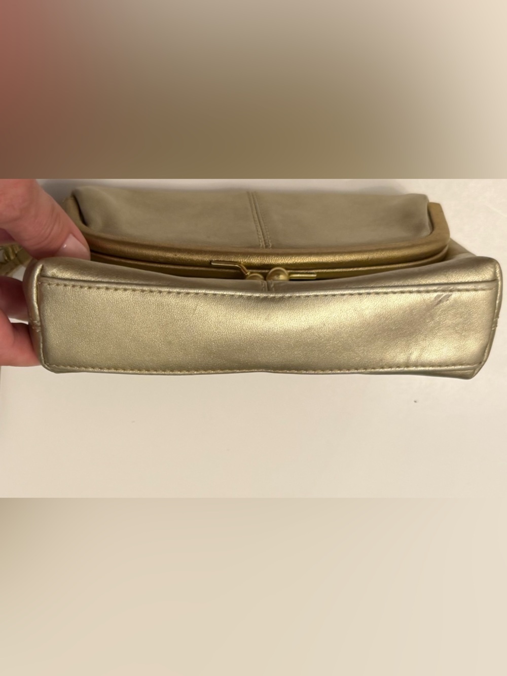 Vintage Coach Metallic Gold Leather Wristlet Clutch - Picture 7 of 12